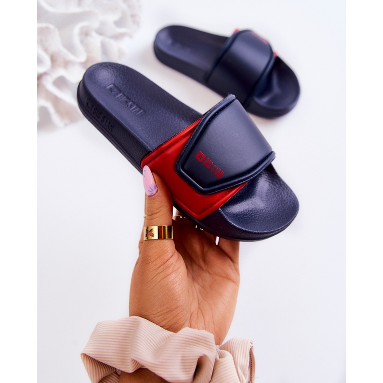 Chinelos infantis claros Big Star JJ374351 Azul Marinho vermelho 2