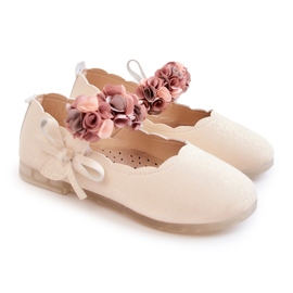 Vinceza Bailarinas infantis com velcro flores bege claro Caitlin 1 Vinceza Bailarinas infantis com velcro flores bege claro Caitlin 1
