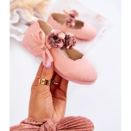 Vinceza Bailarinas infantis com flores Caitlin rosa de velcro 1