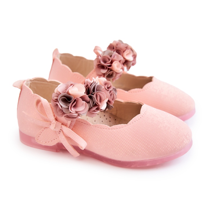 Vinceza Bailarinas infantis com flores Caitlin rosa de velcro 2