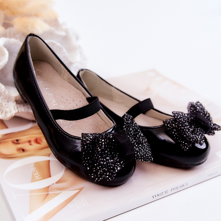 S.Barski Bailarinas infantis lacadas com laço Black Zolly preto 2