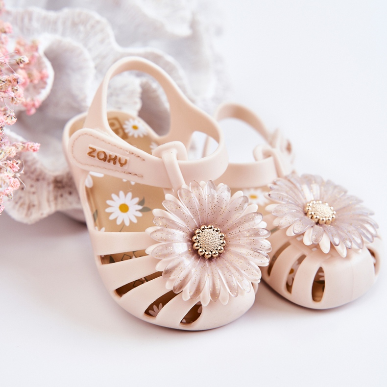 Sandália infantil com velcro perfumada ZAXY JJ385031 bege 1