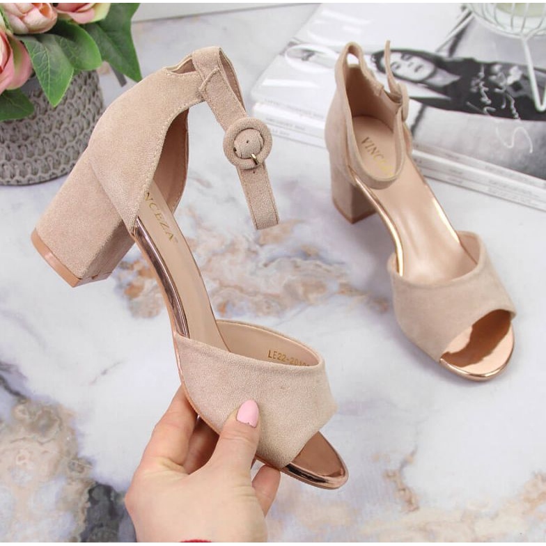 Sandálias no poste bege Vinceza W JAN96D 1