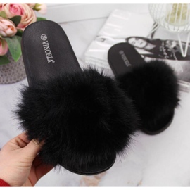 Chinelos de pele pretos Vinceza W JAN97A 1