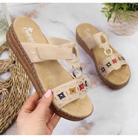 Chinelos de cunha Rieker W RKR517 bege 1