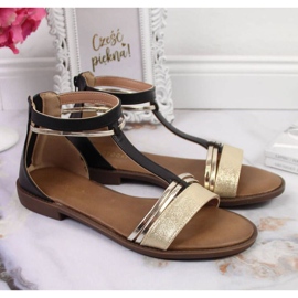 Sandália romana Potocki W WOL73A preta preto dourado 2