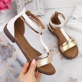 Sandália romana Potocki W WOL73B branca branco dourado 1