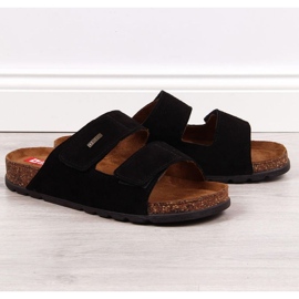 Sandálias de couro com velcro Big Star M JJ176001 preta preto 1