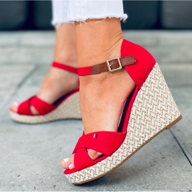 Sandália de cunha vermelha Lamis vermelho 1