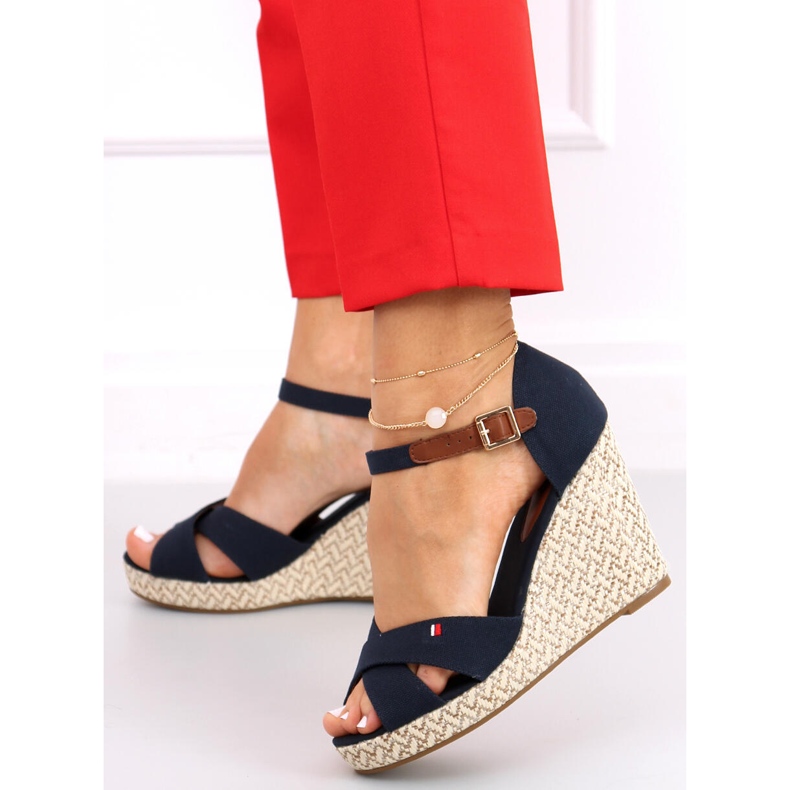 Sandálias de cunha Lamis Blue azul marinho 2