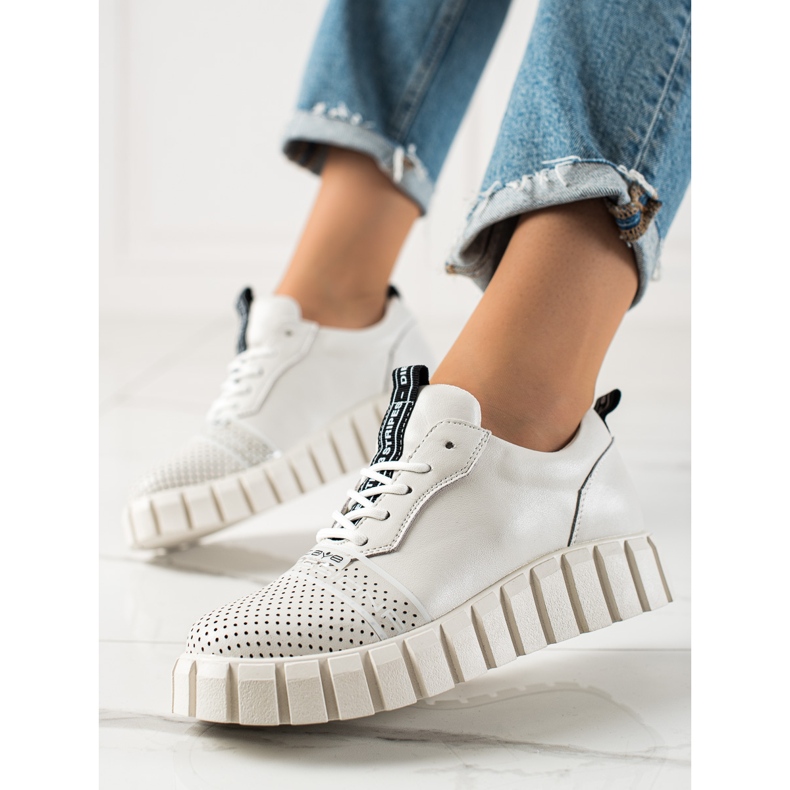 ARTIKER Sapatos de couro branco da moda 1