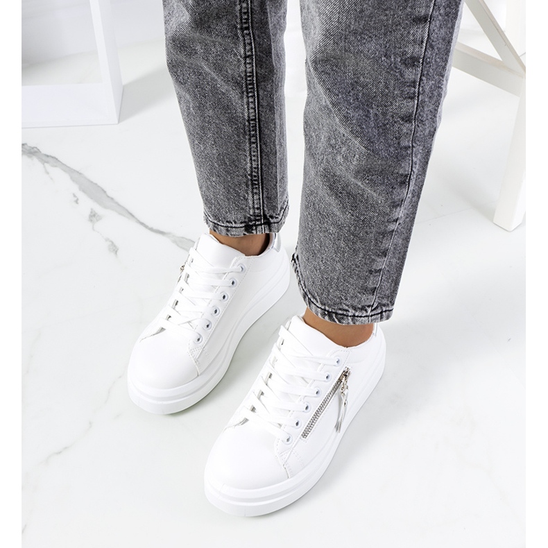 Sapatilhas de mulher Tamis brancas e prateadas branco prata 1