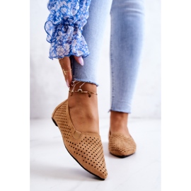 LU BOO Bailarinas femininas a céu aberto Slip-on Camel Rosario marrom 1