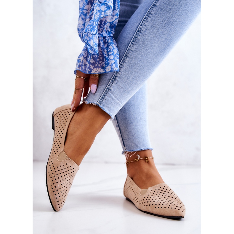 LU BOO Slip-on Bege Rosario feminino bailarinas a céu aberto 2