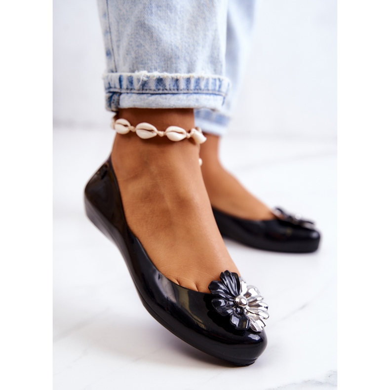 Bailarinas femininas de borracha perfumada ZAXY JJ285048 preta preto 2