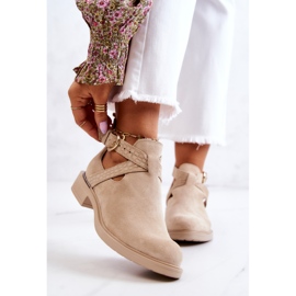 PL5 Bota feminina de couro com recorte Ramos bege claro 1