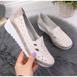 Sapatos de cunha de couro bege T.Sokolski W SCA156 1