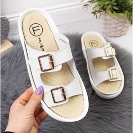 Chinelos de couro com fivelas Filippo W PAW346B branco 1