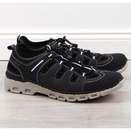 Sapatos de couro Rieker M RKR510 azul marinho 1