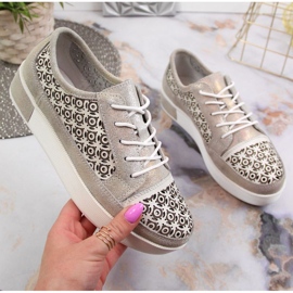 Sapatos de couro vazado Filippo W PAW326 dourado 1