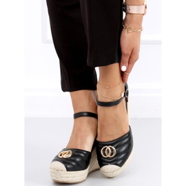 Sandália de cunha preta Aika preto 2