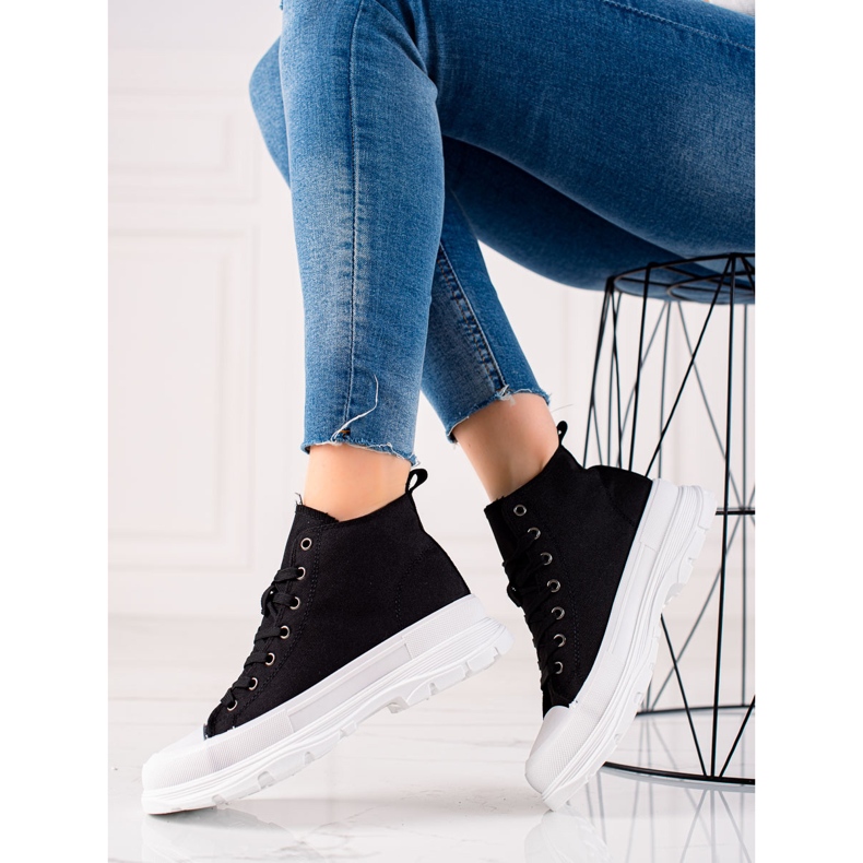 Forever Folie Tênis pretos na plataforma 1