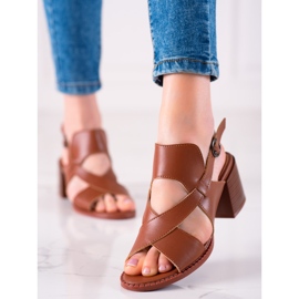 Sandália de salto alto em couro LA.FI castanho 2