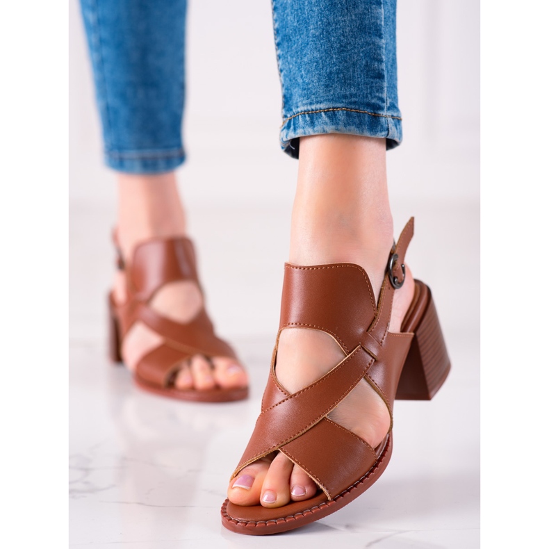 Sandália de salto alto em couro LA.FI castanho 2