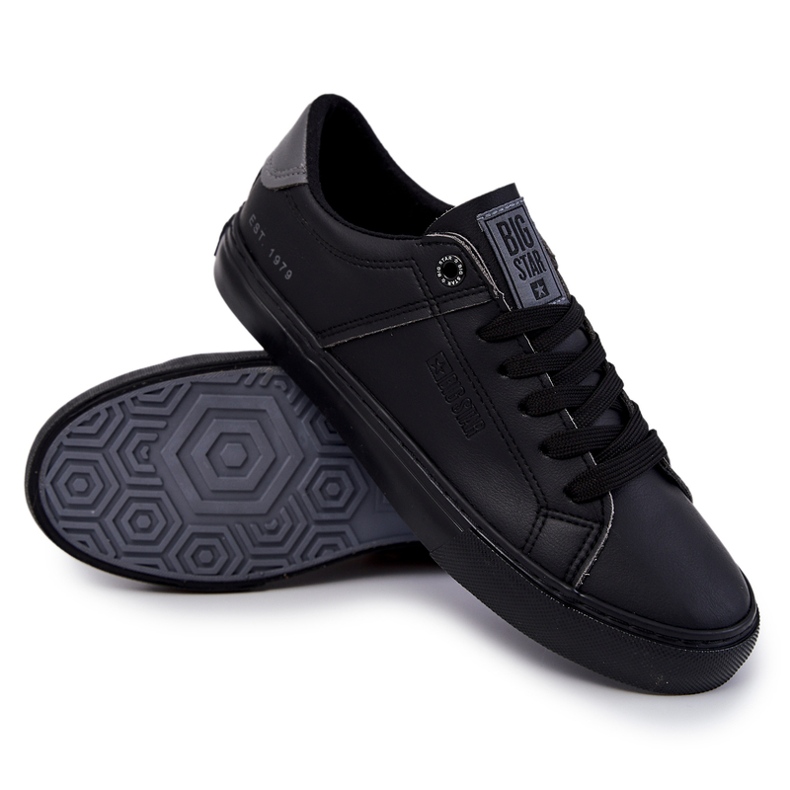 Tênis masculino de couro Big Star JJ174108 preto 2