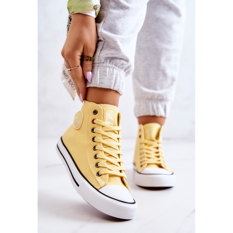 Tênis alto feminino Big Star JJ274207 Amarelo 1