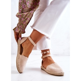 PE1 Alpargatas femininas com fivela bege claro Bonetti marrom 2
