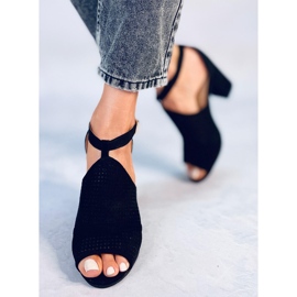 Bahati Sandália de salto alto vazada preta preto 2