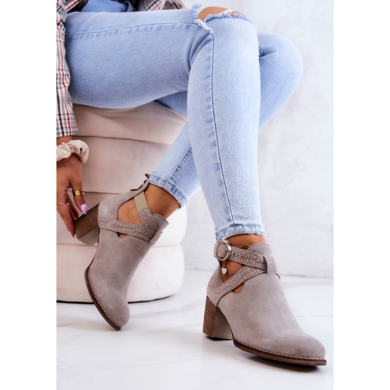 PL5 Botas de couro com corte em poste Grey Axelle cinza 1