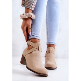 PL5 Botas de couro com recorte em poste Axelle bege 1