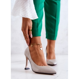 S.Barski Sapatilhas de couro da moda cinza claro Tamira 1