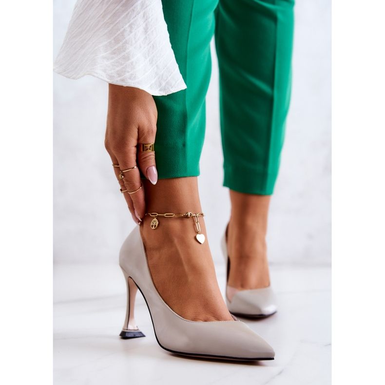 S.Barski Sapatilhas de couro da moda cinza claro Tamira 1