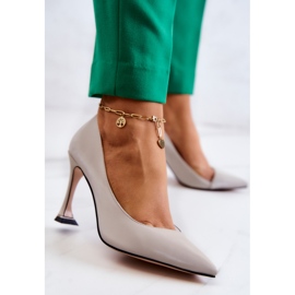 S.Barski Sapatilhas de couro da moda cinza claro Tamira 2