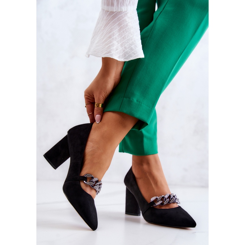 S.Barski Bombas de camurça com uma corrente de alamoss preto 2