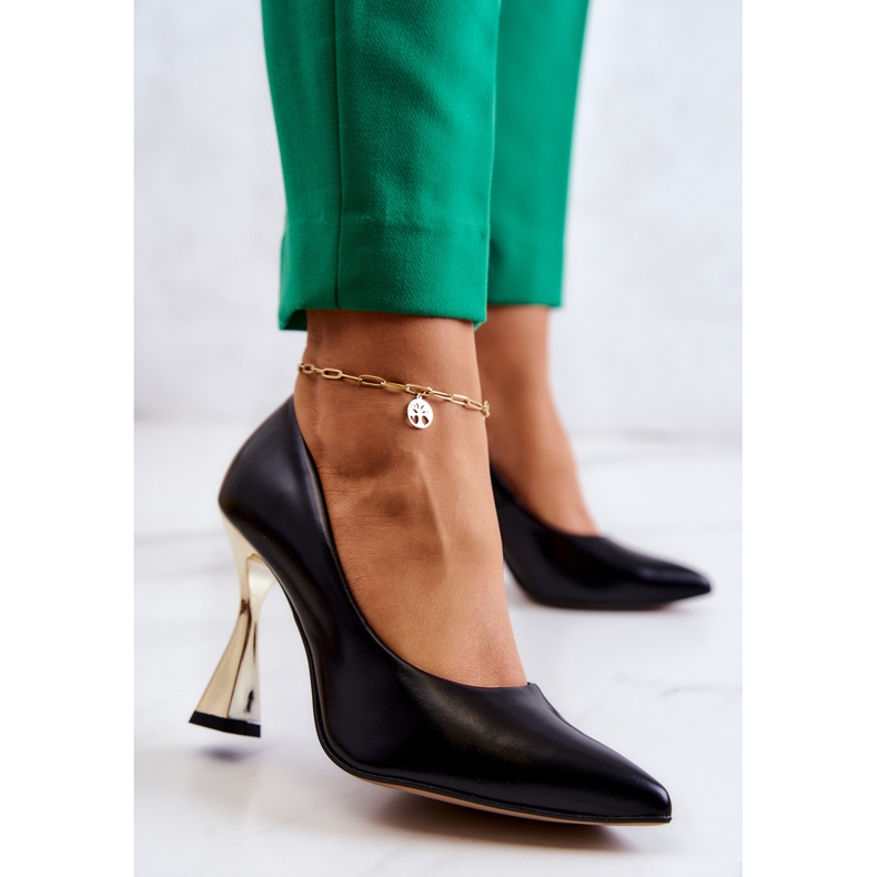 Lewski Shoes Sapatos de couro elegantes Lewski 3083 preto-dourado 2