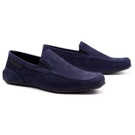 Polbut Mocassins de couro masculino 2105 azul marinho 2