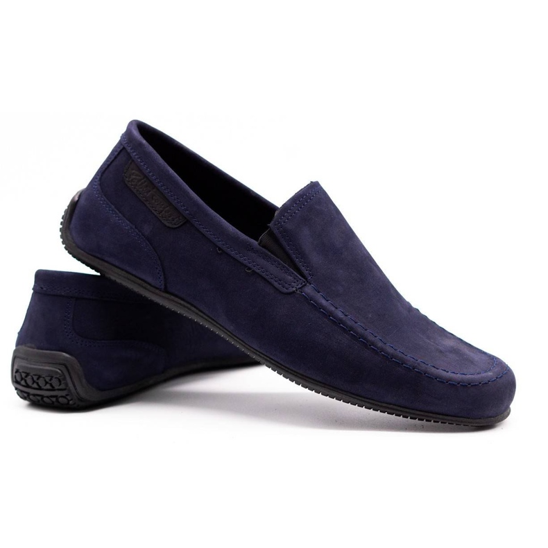 Polbut Mocassins de couro masculino 2105 azul marinho 3