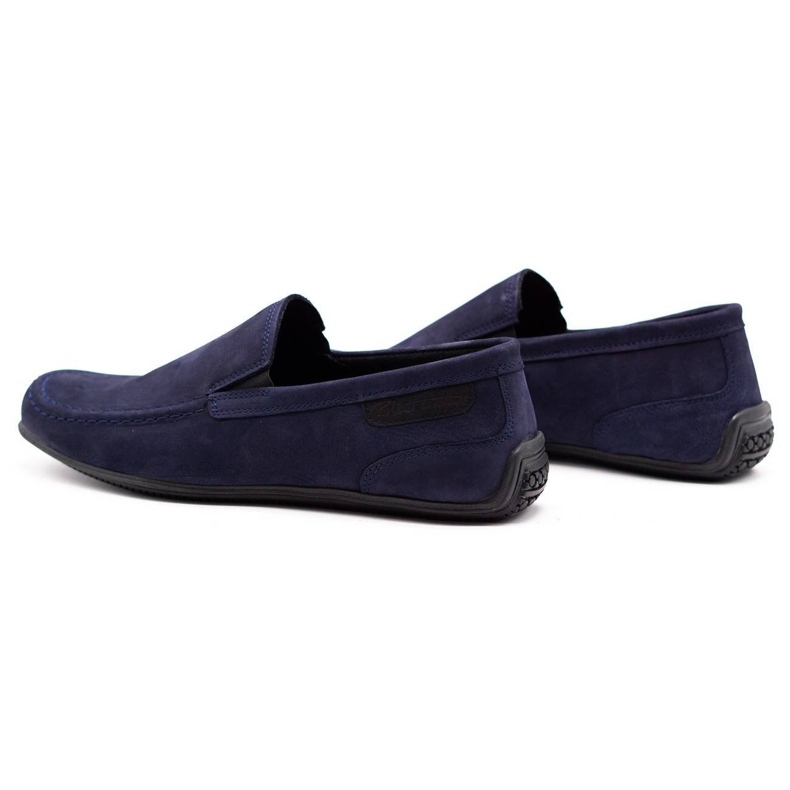 Polbut Mocassins de couro masculino 2105 azul marinho 4