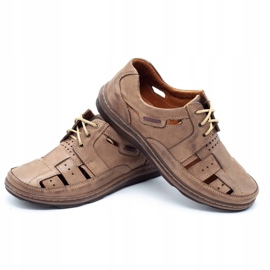 KENT Sapatos de verão masculino openwork 600 marrom 1