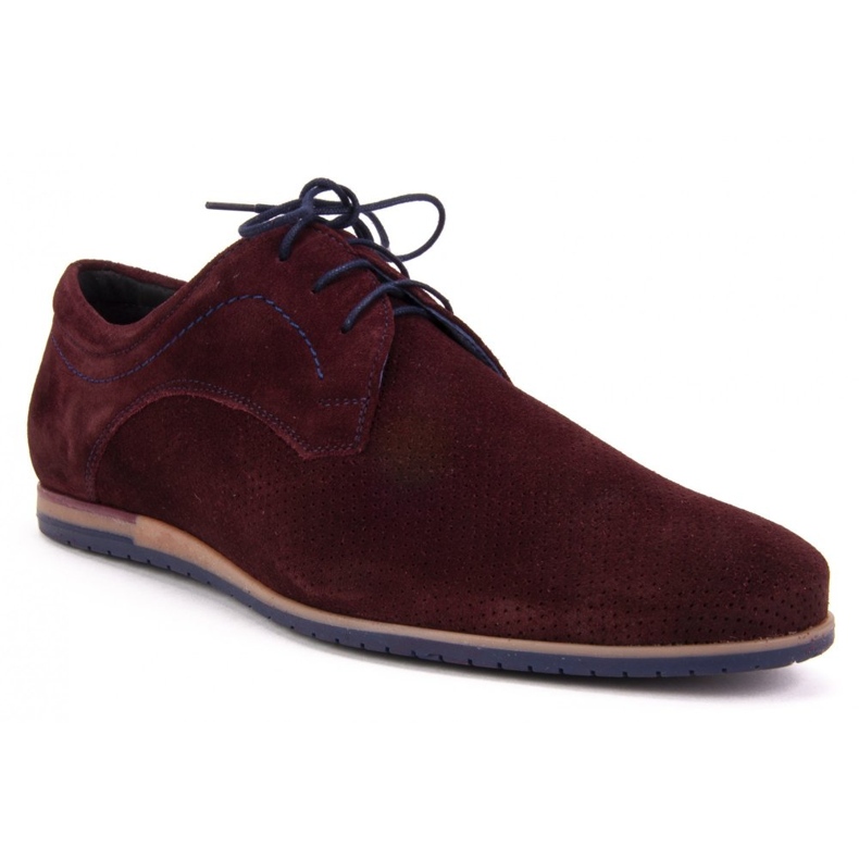 Sapatos Filippo 731 Bordo veludo com perfuração vermelho 1