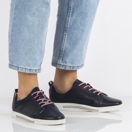 Sapatos de couro Filippo DP008 / 20 Nv azul marinho 2