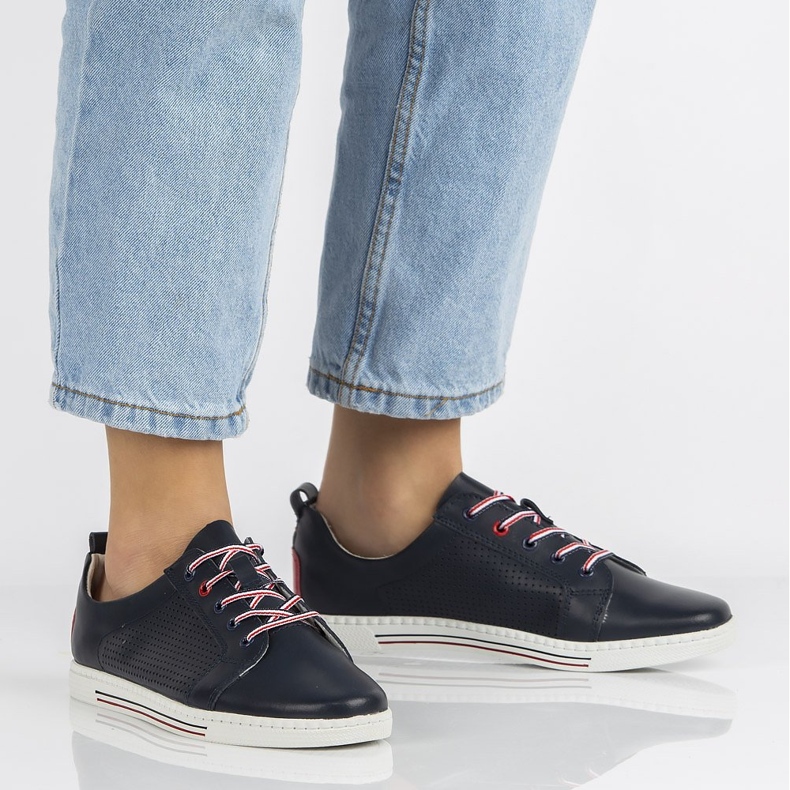 Sapatos de couro Filippo DP008 / 20 Nv azul marinho 2