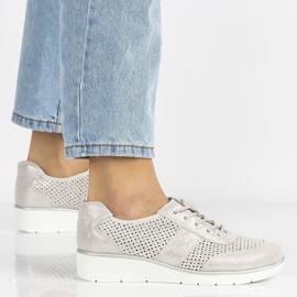 Sapatos de couro Filippo DP028 / 20 Si prata cinza 2