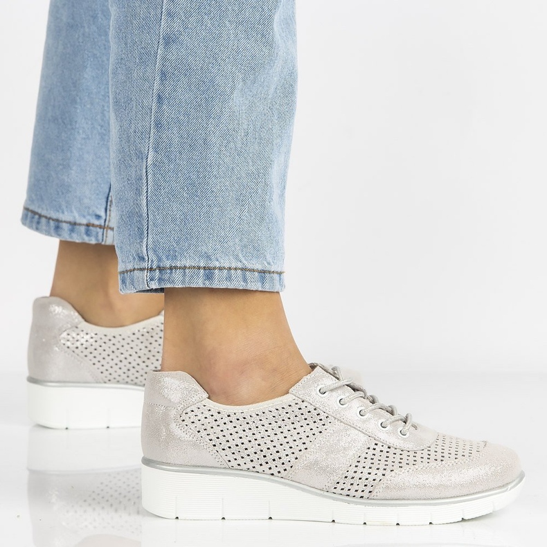 Sapatos de couro Filippo DP028 / 20 Si prata cinza 2