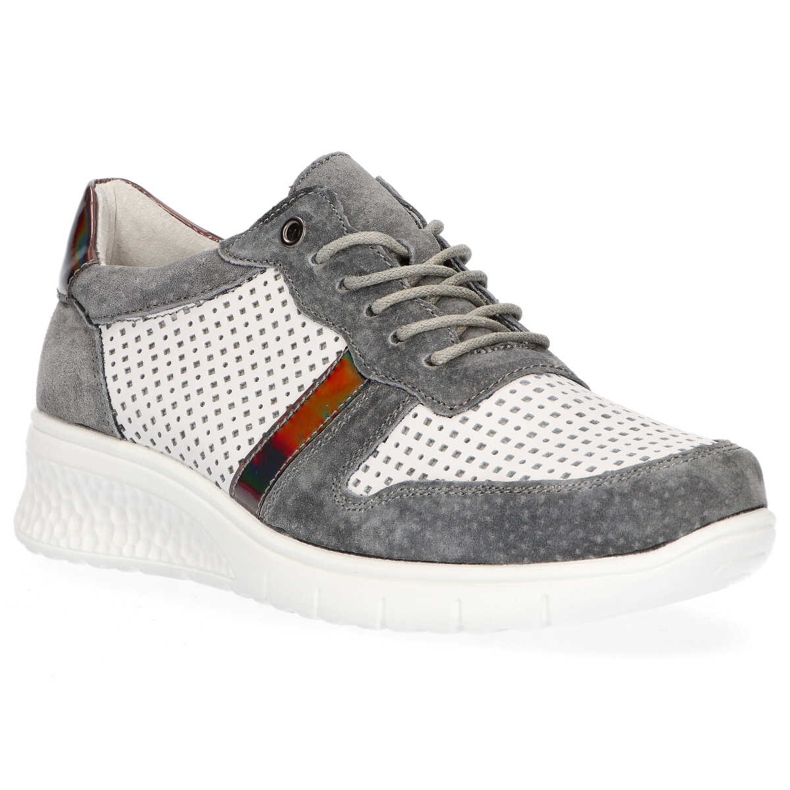 Sapatos de couro Filippo DP1389 / 20 Wh Gr Grey branco cinza amarelo 2