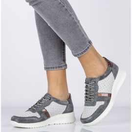 Sapatos de couro Filippo DP1389 / 20 Wh Gr Grey branco cinza amarelo 1